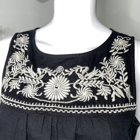 J. Crew Sleeveless Embroidered Linen Cotton Mini Dress In Black & White Size M - Picture 3 of 5